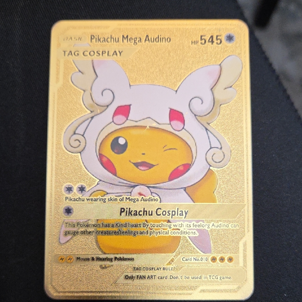 Pokemon Gold METAL Pikachu Cosplay Tag Card